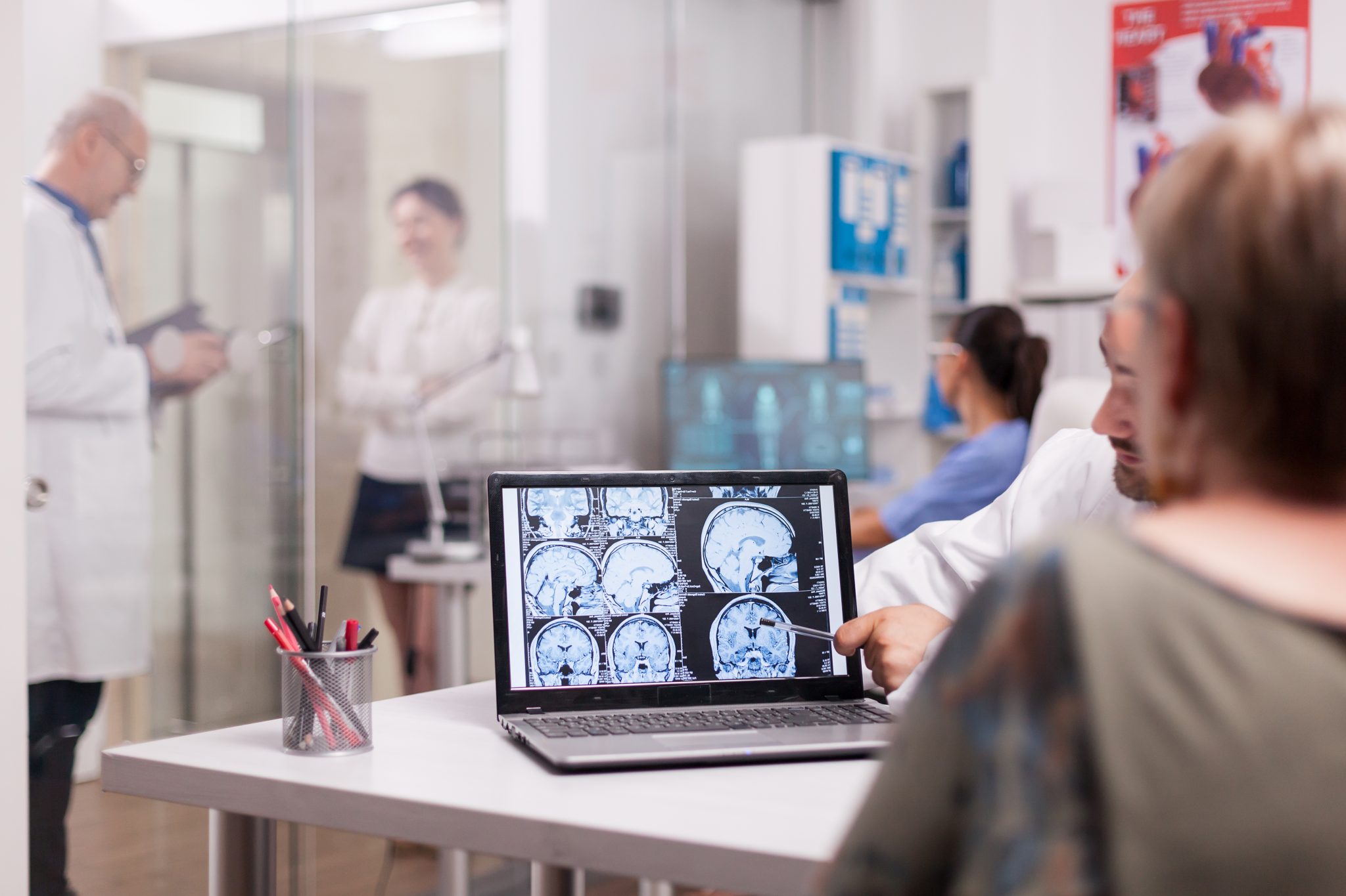 Senior woman in hospital office