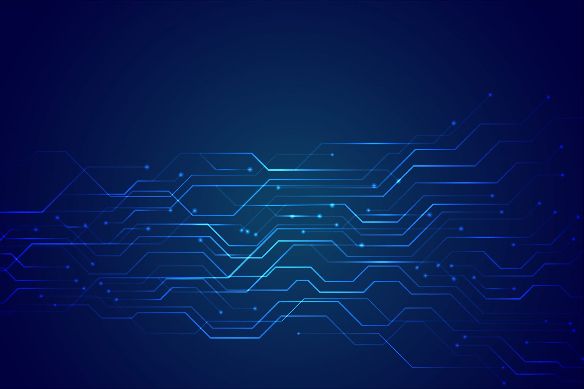 blue technology circuit diagram with glowing line lights