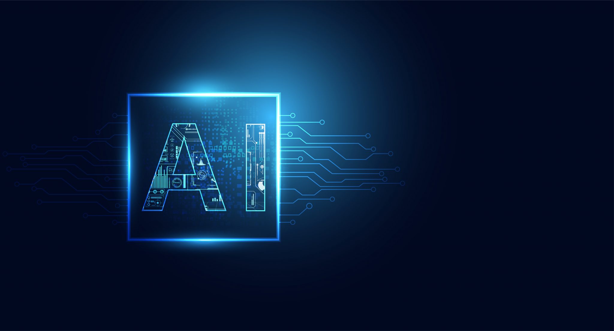 Abstract technology Ai computing concept working data of Artific