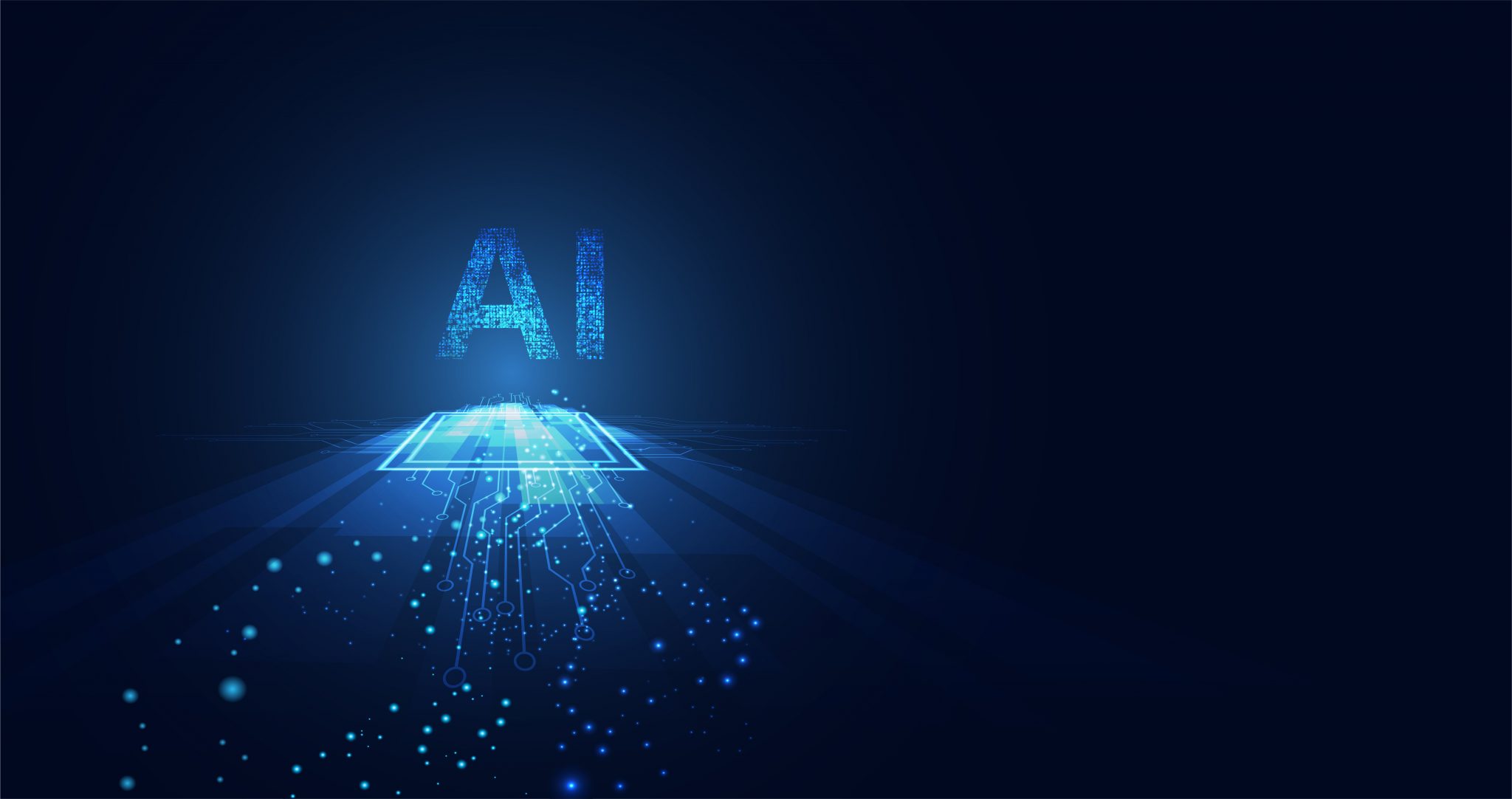 Abstract technology Ai computing on circle concept working data