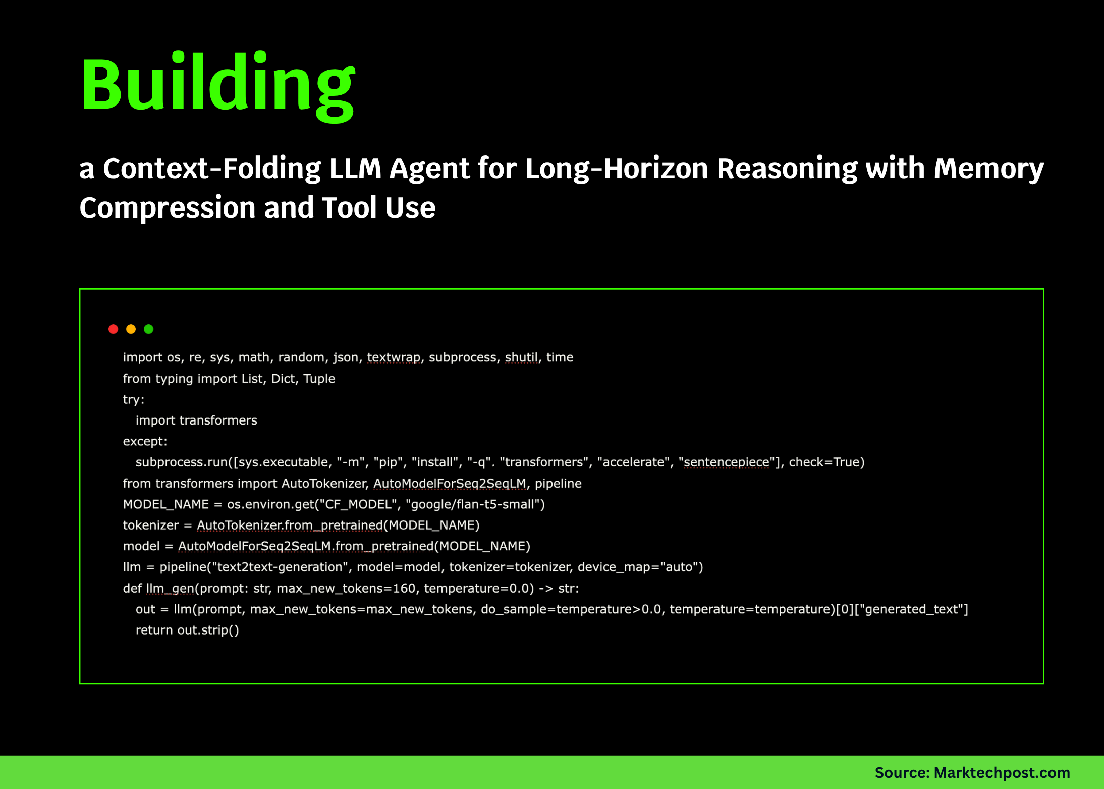 Building a Context-Folding LLM Agent for Long-Horizon Reasoning with Memory Compression and Tool Use