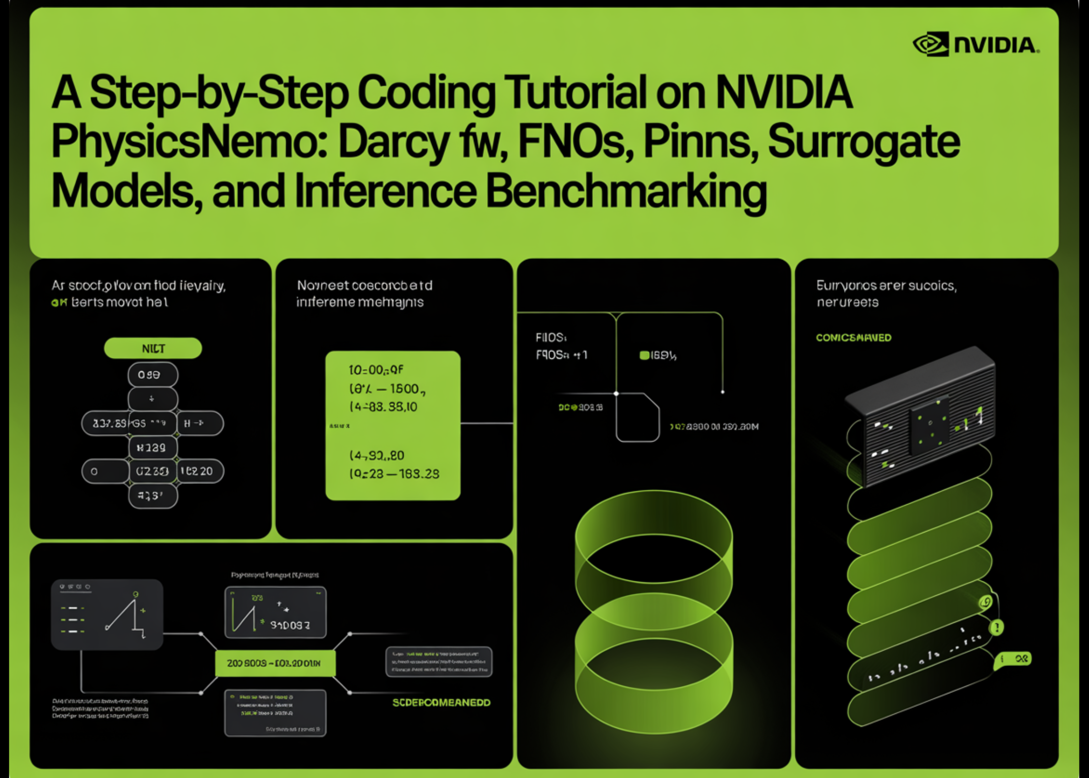 A step-by-step tutorial on coding in NVIDIA PhysicsNeMo: Darcy Flow, FNOs, PINNs, Surrogate Models, and Inference Benchmarking