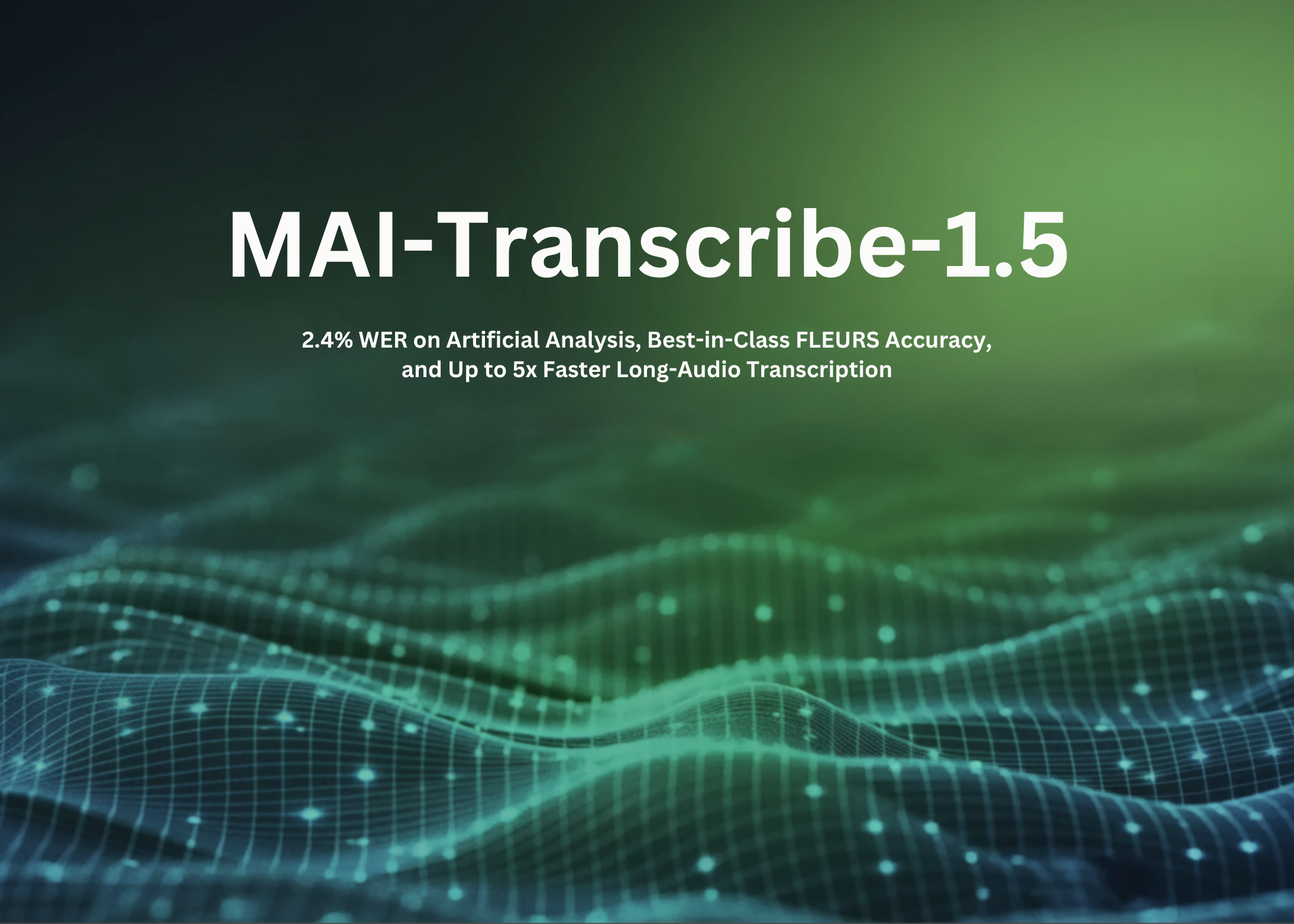 Microsoft AI Introduces MAI-Transcribe-1.5: 2.4% WER on Artificial Analysis, Best-in-Class FLEURS Accuracy, and Up to 5x Faster Long-Audio Transcription Microsoft AI Introduces MAI-Transcribe-1.5: 2.4% WER on Artificial Analysis, Best-in-Class FLEURS Accuracy, and Up to 5x Faster Long-Audio Transcription