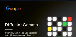 Google AI Releases DiffusionGemma, a 26B MoE Open Model Using Text Diffusion for Up to 4x Faster Generation