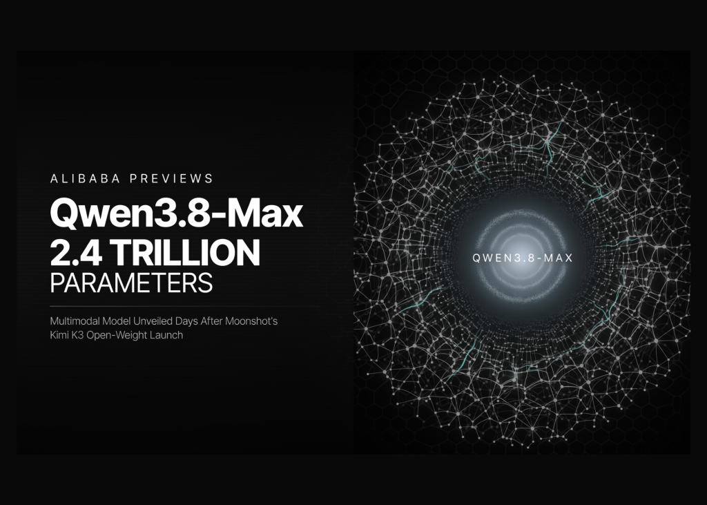 Alibaba Previews Qwen3.8-Max, 2.4 Trillion-Parameter Multimodal Model, Days After Moonshot’s Kimi K3 Open Weight Launch Alibaba Previews Qwen3.8-Max, 2.4 Trillion-Parameter Multimodal Model, Days After Moonshot’s Kimi K3 Open Weight Launch