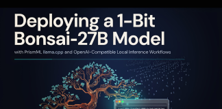 Deploying a 1-Bit Bonsai-27B Model with PrismML llama.cpp and OpenAI-Compatible Local Inference Workflows Deploying a 1-Bit Bonsai-27B Model with PrismML llama.cpp and OpenAI-Compatible Local Inference Workflows