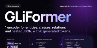 Knowledgator Releases GLiFormer: A 575M-Parameter Encoder That Hits 91.10 F1 on Nested JSON Extraction Without Generating Tokens Knowledgator Releases GLiFormer