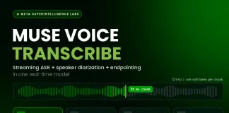 Meta Superintelligence Labs Releases Muse Voice Transcribe: One Real-Time Model for Streaming ASR, Diarization, and Endpointing Meta Superintelligence Labs Releases Muse Voice Transcribe: One Real-Time Model for Streaming ASR, Diarization, and Endpointing